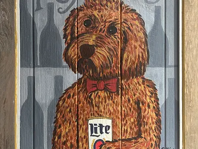 Ryder acrylic dog goldendoodle painting wood