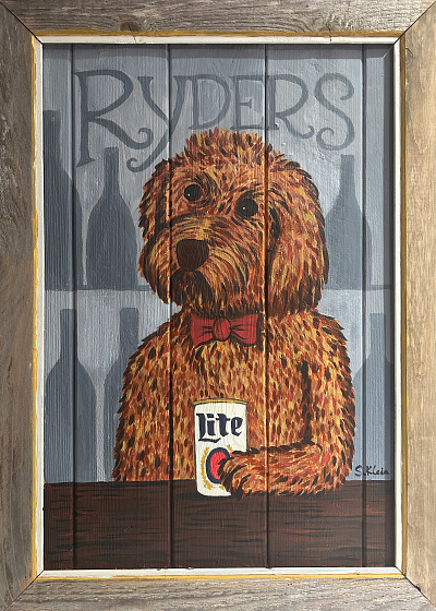 Ryder acrylic dog goldendoodle painting wood