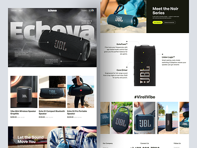 Echova - Minimalist Bluetooth Speaker Web Design Concept audio bluetooth speaker clean design community engagement ecommerce figma framer landing page minimal design minimalist modern design product design small business website speaker tech typography ui design web design webflow website concept