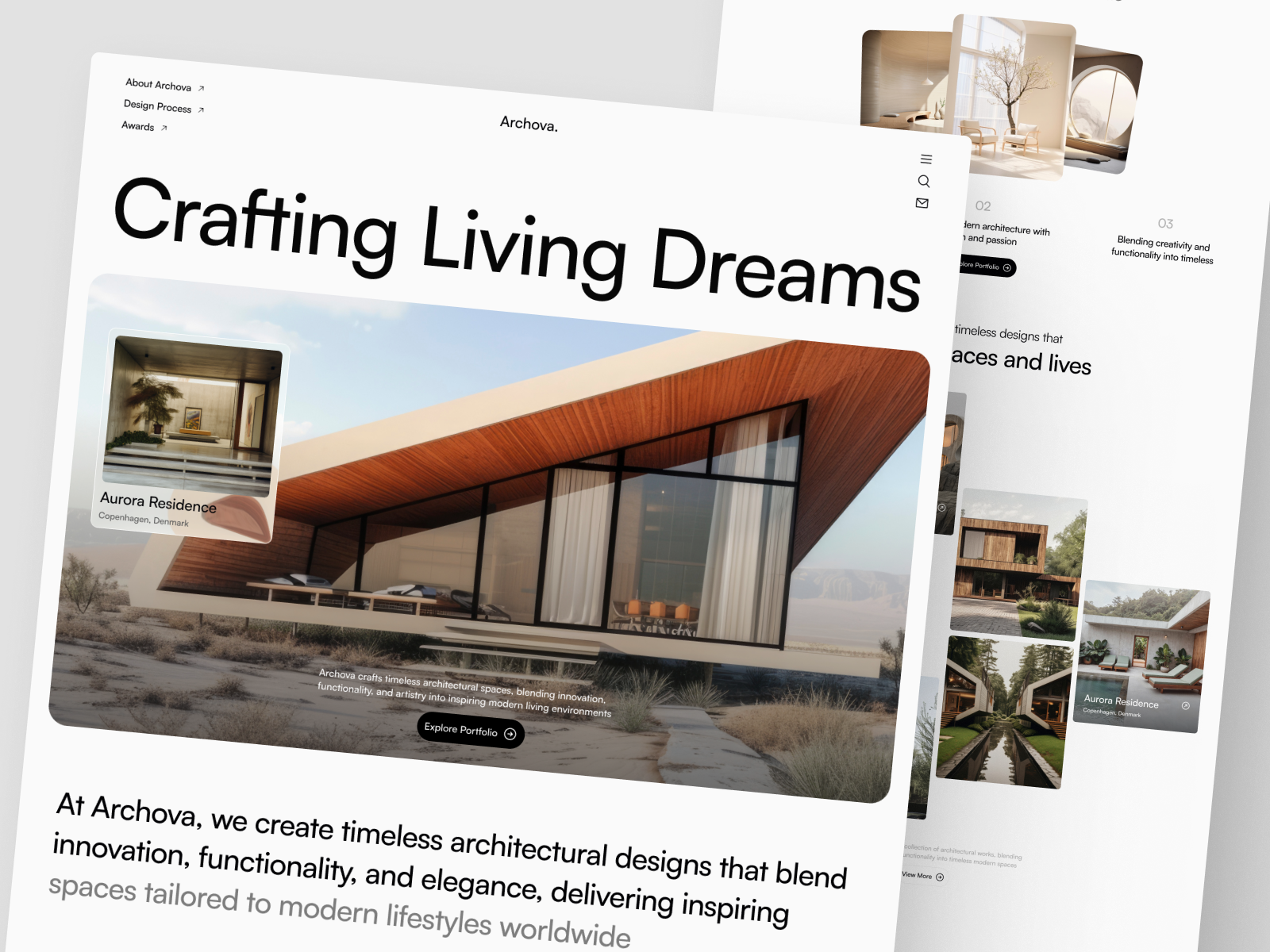 Architecture Studio Portfolio Landing Page UI - Archova architecture clean firm inspiration interior landingpage layout minimalist poertfolio professional studio