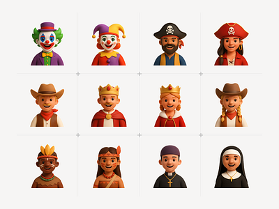 3D AI Avatars 3d ai avatar character generated human icons job king people pirate profession profession 3d render worker
