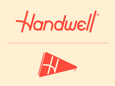 Handwell Branding branding design flag icon identity lettering logo retro script type typography vintage