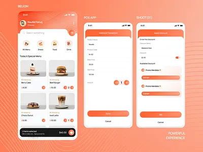 Belion - Mobile POS App Simplifies Management app cashier app discount food gradient menu mobile design mobile pos order point of sales pos pos app pos mobile app pos system restaurant saas sales transaction ui ux