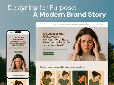 Shopify Website - Female Product - Eco-Friendly Landing Page advetorial page awareness branding eco friendly ecommerce female product female website feminine ui illustration interaction landing page landing page design product design shopify website shopify website design shopping ui design website design