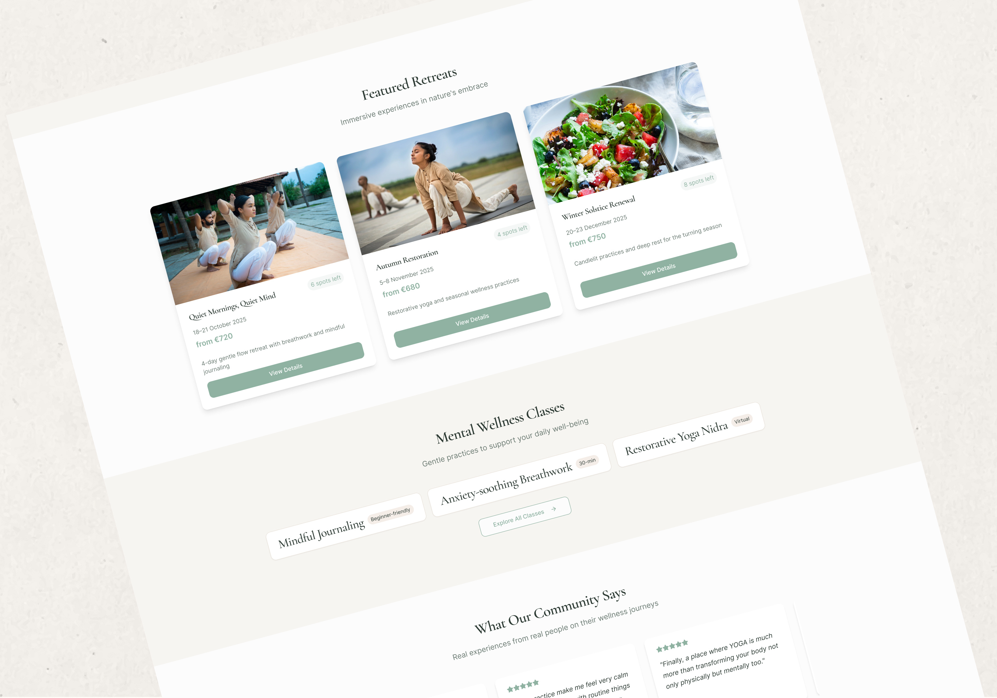 Example of Yoga Retreat Website