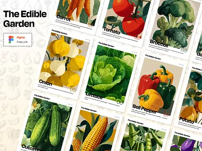 The Edible Garden Cards/Posters book card cover design flat food graphic design illustration magazine poster retro typography vegetables vintage