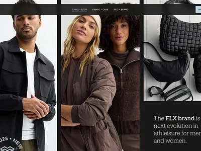 FLX Brand Page Sneak Peek athleisure branding design fashion web