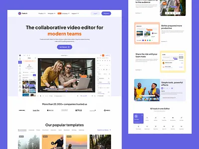 Fade.it - Online Video Editing Landing Page Design design agency online video editing website online video editor ui ui ux ui ux design ui ux design agency ui ux designer ux video editing tool video editor web design web design agency website design