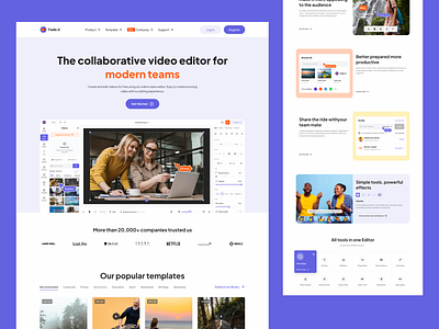 Fade.it - Online Video Editing Landing Page Design design agency online video editing website online video editor ui ui ux ui ux design ui ux design agency ui ux designer ux video editing tool video editor web design web design agency website design