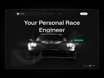 GO Fast - Web design & Animation animation cars dark gaming landing page motion design motion gr motorsport porsche racing sim racing telemetry ui ux web design