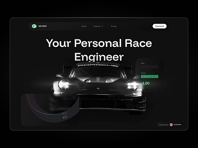 GO Fast - Web design & Animation animation cars dark gaming landing page motion design motion gr motorsport porsche racing sim racing telemetry ui ux web design