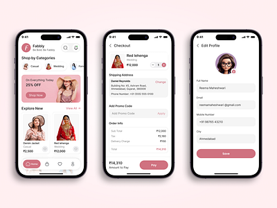 Fashion Shopping App UI Design add new card ui appconcept appui checkout ecommerce edit profile fashionapp figma iosdesign minimaldesign mobileappdesign order info shoppingapp ui uiux uxdesign