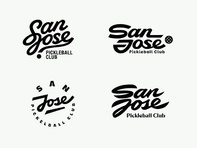 San Jose: Pickleball Club logo's authentic bold branding brushlettering callifornia calligraphy custom exploration flow fun graphic design iconic ideas lettering logotype pickleball sporty sunny type unique