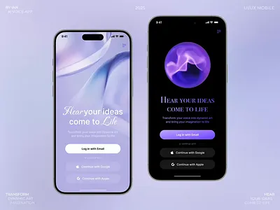 AI Voice App ai app artificial intelligence dark dark mode design light mode login login screen mobile onboarding ui voice