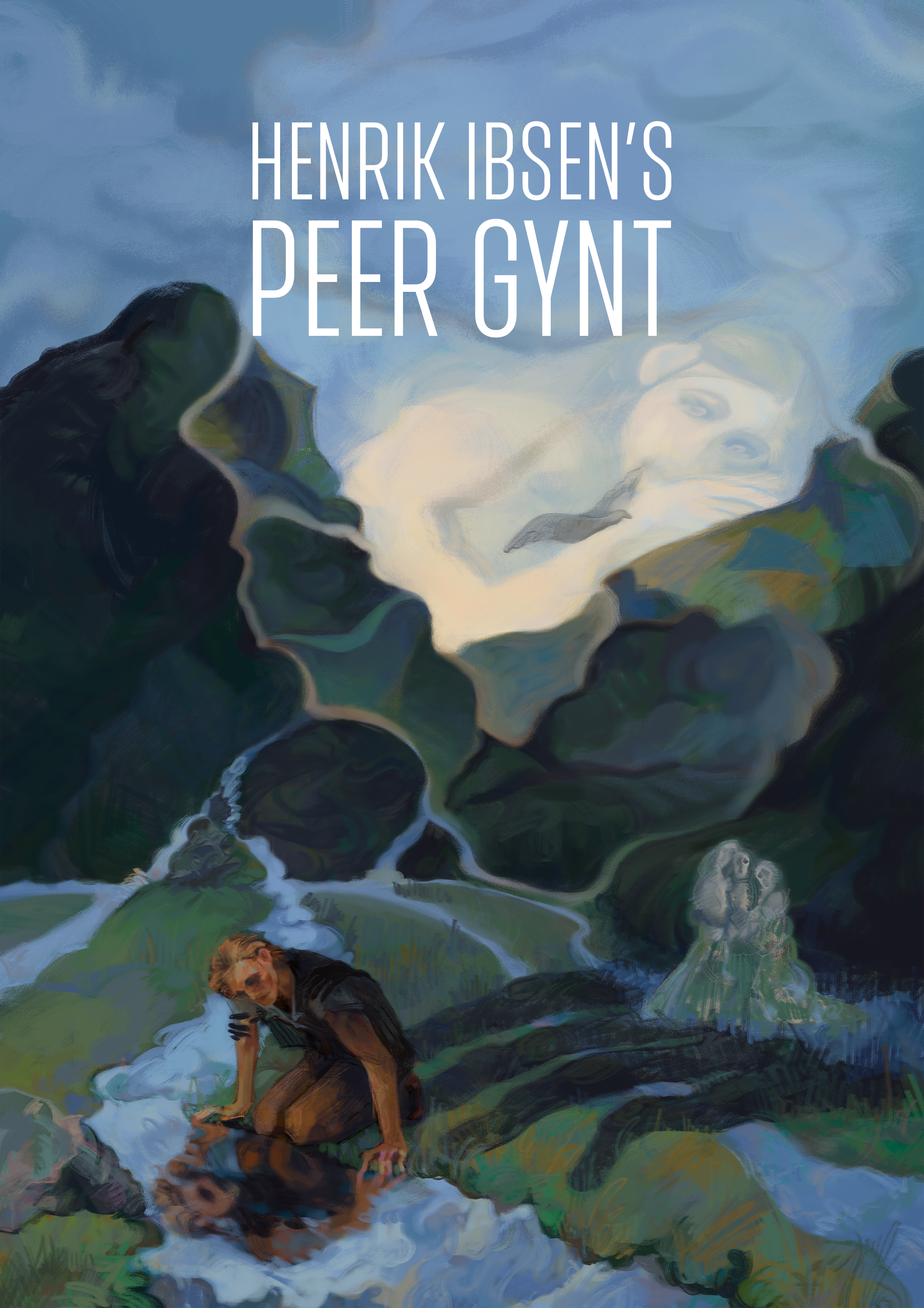 one version of a poster for a theatrical adaptation of peer gynt illustration