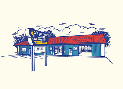 Celina Wine Store Restaurant Illustration brand design brand identity brand illustration branding building illustration diner illustration hand drawn illustration illustration logo logo design neon sign procreate restaurant brand restaurant illustration restaurant logo retro illustration retro logo vintage illustration vintage logo