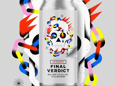 Collective Arts Beer Can abstract beer blue branding chain design geometric grain illustration minimal packaging skull texture vector