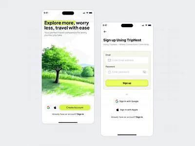 TripNest – Travel Companion App UI - Sign in flow design inspiration