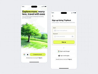 TripNest – Travel Companion App UI - Sign in flow design inspiration
