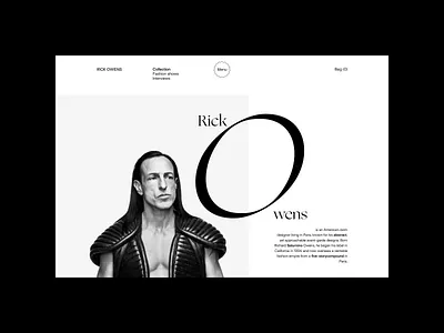 "Rick Owens" Page Animation animation design motion graphics ui ux