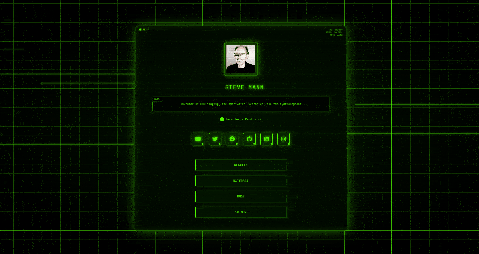 Steve Mann Profile Page animation branding business card link list motion graphics ui web profile