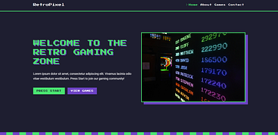 RetroPixel Gamer Website Template ui web page web template website