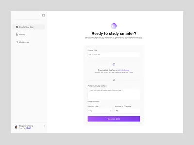 AI for quiz generation ai dailyui dashboard design edutech graphic design illustration logo product design saas tool ui uiux user experience ux webapp