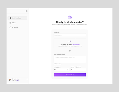AI for quiz generation ai dailyui dashboard design edutech graphic design illustration logo product design saas tool ui uiux user experience ux webapp