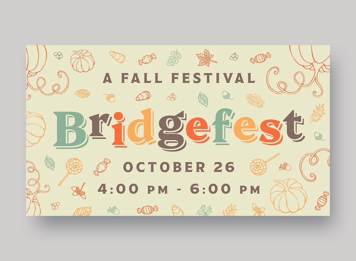 Bridgefest 2025 Promotional Graphic branding church church graphics design digital art event marketing fall fall festival festival graphic design halloween harvest harvest festival illustration marketing ministry pumpkin seasonal trick or treat trunk or treat