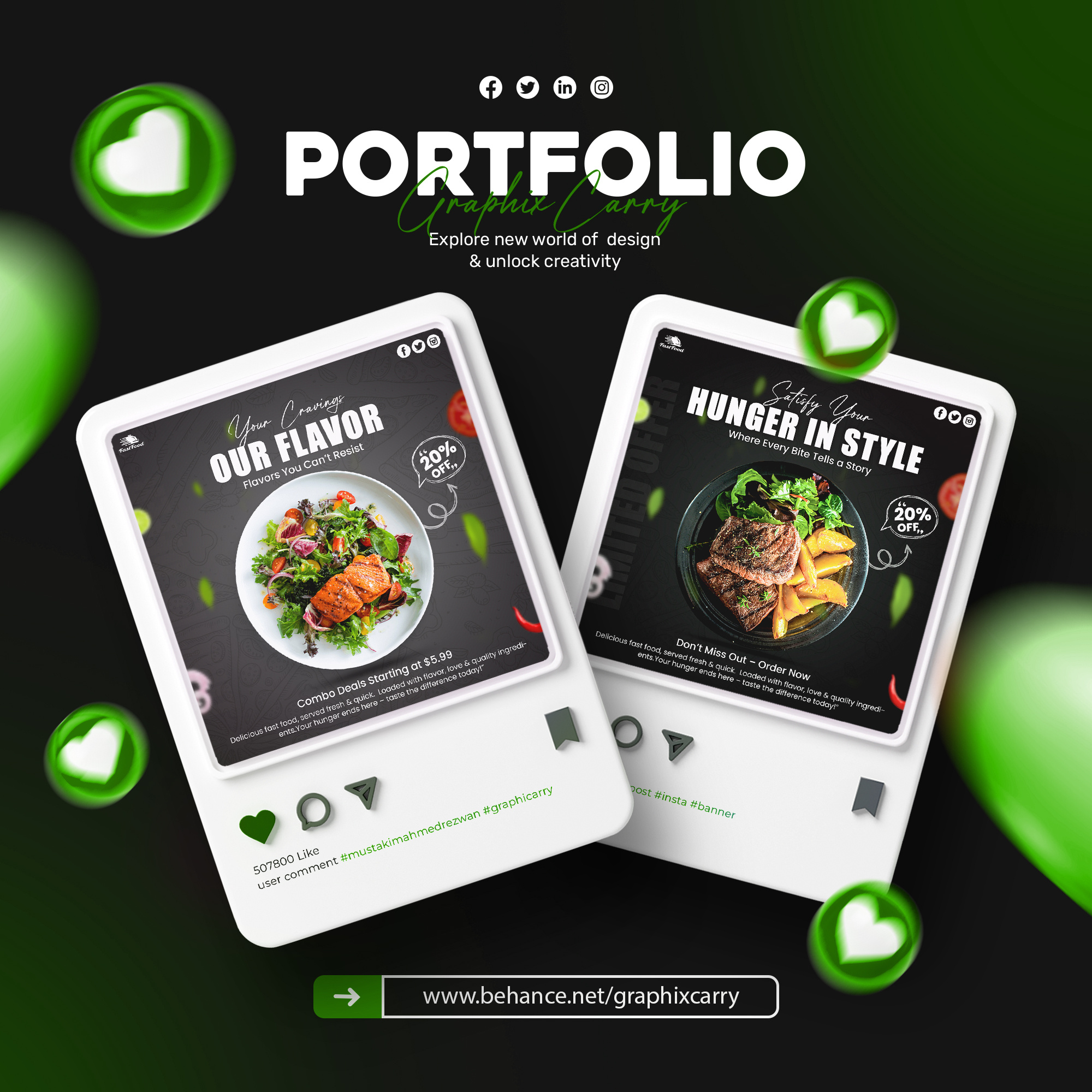 Delicious Fast Food Poster Design ads design advertising delicious food graphixcarry mustakim ahmed rezwan restaurant social media post socialmedia visual identity