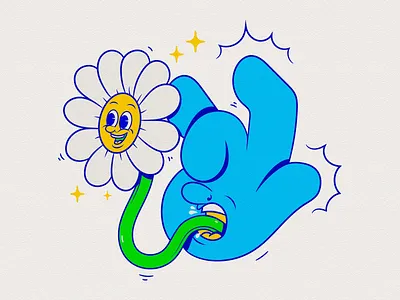 Kind Words 2d illustration blue brand identity cartoon cartoon character cute illustration digital art free hand logo gram retro cartoon retro mascot sunflower art vintage cartoon vintage character vintage mascot