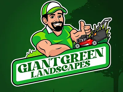 Giant Green Landscapes – Cartoon Lawn Care Logo by CartoonLogoX brandhero branding cartoonlawncarelogo cartoonlogodesign creativelogodesign customlogodesign graphic design logo logodesignexperts logodesigninspiration modernbranding uniquelogodesign vectorartdesign