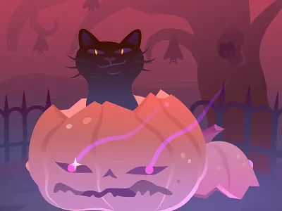 Chatrouille animals black cat cat colorful halloween illustration spooky season vector