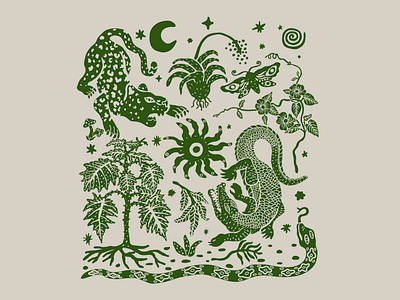 Wild Garden alligator butterfly colombia fungi jaguar moon mystic nature plants snake spiral spiritual stars sun tiger wild