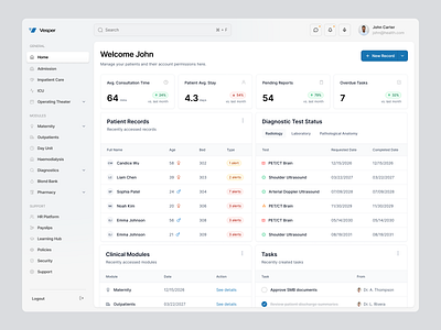 Healthcare dashboard for managing patients app dashboard doctor health health app healthcare hospital management medical medical ui medicine ui ux web app