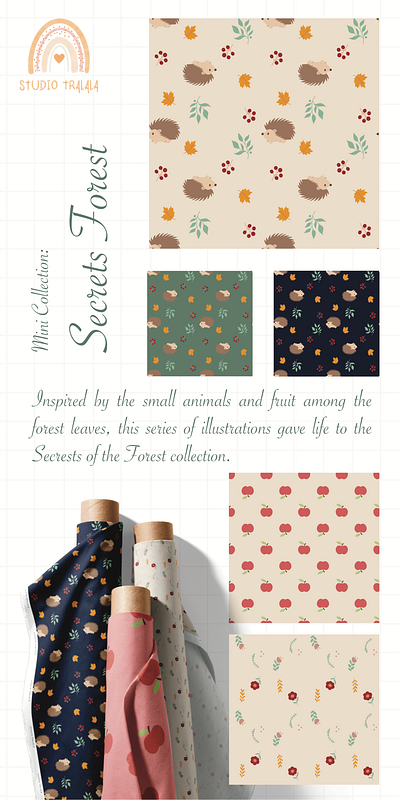 Mini Collection: Secrets Forest Patterns - Fabric Prints children fabric graphic design illustration partner print