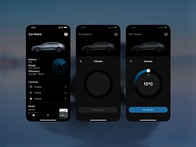 Electric Vehicle Climate UI Concept air airconditioning automotive byd car car ui car ux carapp climatecontrol electricvehicle eletric car glassmorphism hvac temperaturecontrol tesla ui ux ventilation