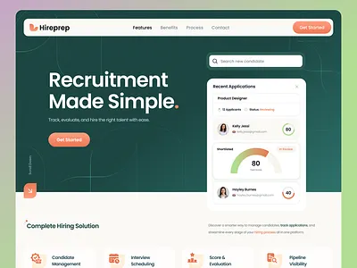 Hireprep - Landingpage creative dashboard design hire website landingpage services ui uidesign ux uxdesign web webdesign website