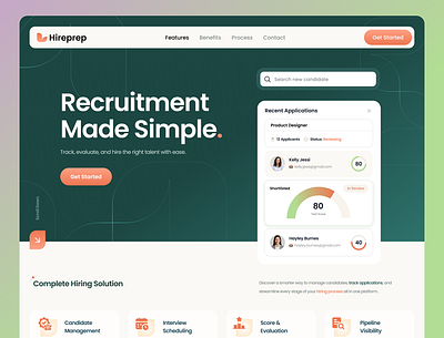 Hireprep - Landingpage creative dashboard design hire website landingpage services ui uidesign ux uxdesign web webdesign website