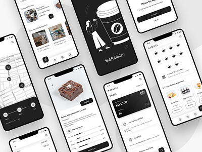 Arabica - Online coffee ordering and delivery app (Case Study) app arabica cafe coffee coffee ordering app delivery delivery app drinking eating fast food food food app food delivery mobile online coffee shop online food delivery online food ordering product design takeout ui