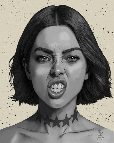 Model with Tattoo Portrait Drawing by Oz Galeano art arte boceto design dibujo drawing illustration model ozgaleano portrait retrato sketch