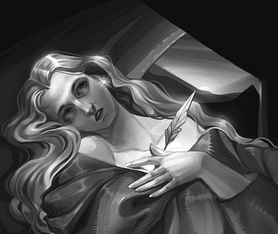 "Mary Magdalene in the Cave" inspired artwork 2d art design illustration portrait