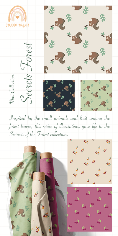 Mini Collection: Secrets Forest Patterns - Fabric Prints design fabric graphic design ilustration kids partner print