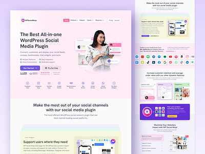 WP Social Ninja (Social Media Plugin) - Full Website Redesign beforeafter branding casestudy landing page minimal moderndesign productdesign saaswebsite ui ui design uiux userexperience ux uxdesign webdesign webgraphics website websitedesign wordpress wordpresswebsite