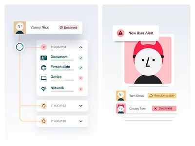 Veriff Brand Illustration - Denied users in cross checking design system