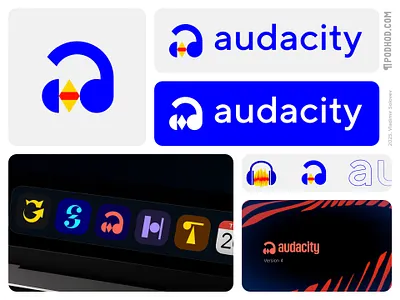 Audacity logo concept application audacity audio branding geometry headphones ios letter a logo logotype music rebranding redesign simple software sound splash screen stereo waveform