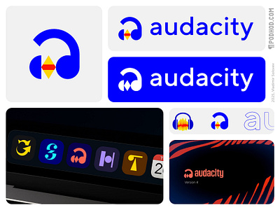 Audacity logo concept application audacity audio branding geometry headphones ios letter a logo logotype music rebranding redesign simple software sound splash screen stereo waveform