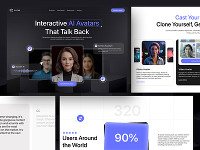 AIVTAR - AI Avatar Landing Page ai artificial intelegence avatar dark design home page landing page saas technology ui uidesign web design website