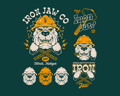 Iron Jaw Co : Apparel Design apparel blue collar branding design graphic design illustration logo merch merch design retro design retro mascot tee tee design