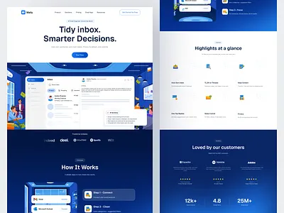 Maily - Email Organizer Landing Page 📨 automation clean design email illustration inbox landing page modern orely productivity saas ui ux web webapp website